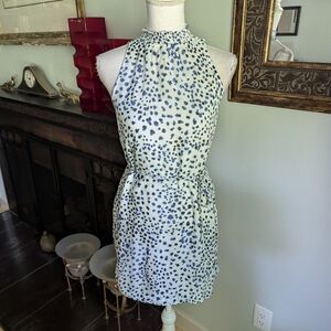 Cloth & Stone XS Heloise Speckled Mini Dress w/ Belt Ocean Blue High Neck 157